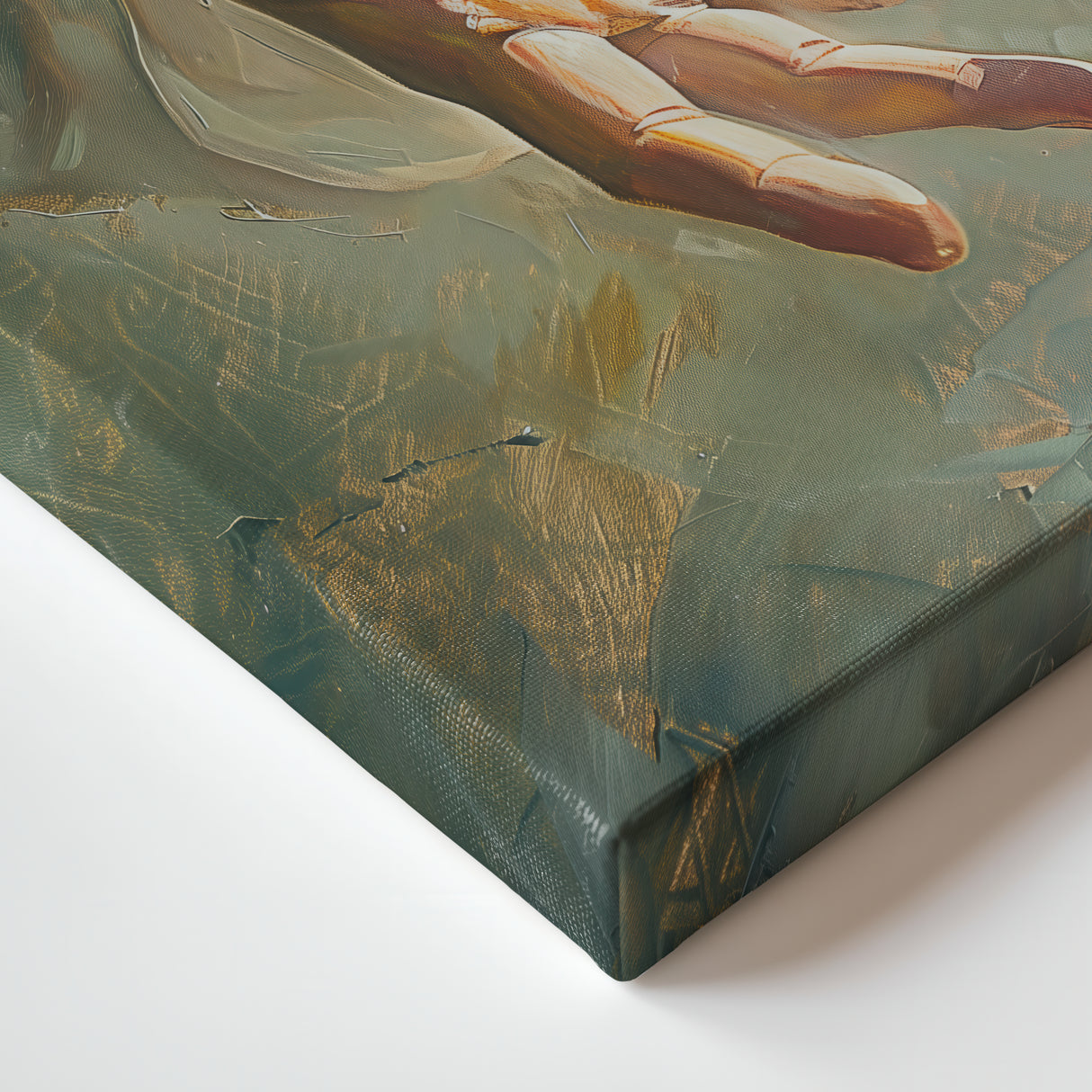 Close-up of white float frame with clean modern edges that uplift the celestial feeling.