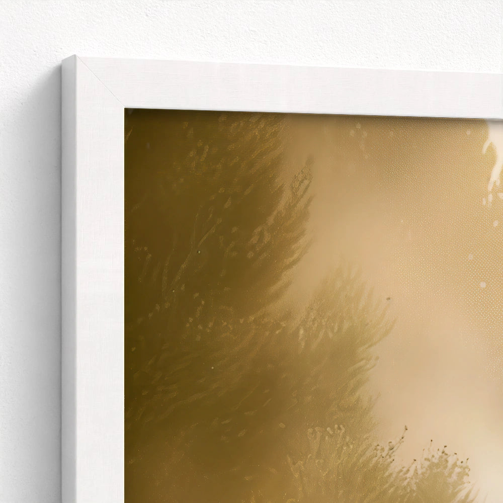 Close-up of white float frame adding a peaceful, contemporary feel to the radiant scene.
