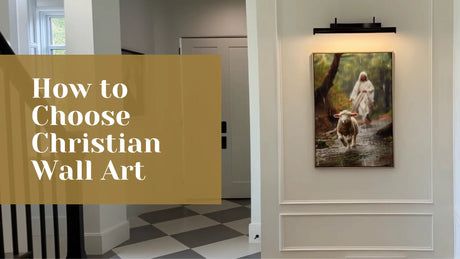 an interior design with the text "how to choose christian art" written over it