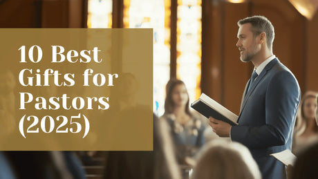 an image of a pastor holding a sermon in a church with the text "10 best gifts for pastors" written over it